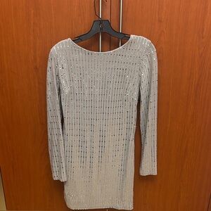 Elegant Silver Long Sleeve Dress